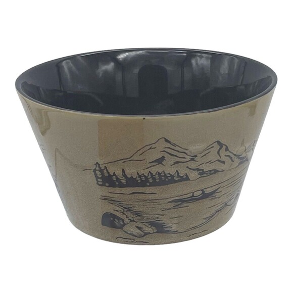 Pfaltzgraff Brown Glazed Set Wildlife Adventure Salad Plate Lake Adventure Bowl - Picture 10 of 13